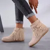 Boots Plus Size35-43 Fringe Rome Moccasin Women Shoes Autumn Rubber Flat Heel Ankle For Low 2cm Mujer Botas1