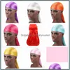 Bandanas Scarves & Wraps Hats, Gloves Fashion Aessories Mens Satin Durags Bandana Turban Wigs 17 Colors Men Silky Durag Headwear Headband Pi