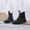 children autumn Martin boots princess elegant solid color soft sole Microfiber leather boots high-top girls fashion shoes 210713