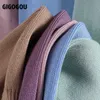 Gigogou Women Dressits Chic 3 sztuka Zestaw Kostium Krój z dzianiny Solid Lounge Suitt Sweter Sweter + Jogger Pants + Bez rękawów Tank Top 210810