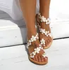 Yaz Ayakkabı Kadın Gladyatör Sandalet Kadın Ayakkabı Düz ​​Moda Weet Çiçekler Boho Beach Sandalet Bayanlar Artı Boyutu 43 Femmes Sandales