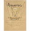 12 Zodiac Halsband 3 stilar / Set med presentkort Constellation Sign Pendant Silver Guldkedjor Halsband för män Kvinnor Smycken Partihandel