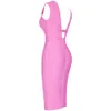 Ocstrade Summer Women Cut Out Bandage Dress Bodycon Sexy Double Deep v Neck Pink Bandage Dress Rayon Evening Party Dress