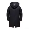 Winter Men's Long White Duck Down Jacket Fashion Hooded Thick Warm Coat Male Big Red Blue Black Brand Clothes 211110