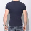 Zomer t-shirt slim fit katoen v kraag t-shirts heren fitness Tees stijl heren korte mouw voor mannen Big Size tot 4XL 5XL 210726