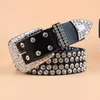 Brede gesp voor vrouwen vrouw Vintage Rhinestone Skull Belts Tweede laag koe koe huid topkwaliteit riem vrouw voor jeans