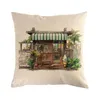 Cushion/Decorative Pillow 45cmx45cm Hand Painted Building Linen/cotton Throw Covers Couch Autumn Cushion Cover Home Decorative Pillows