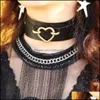 Halsreifen Halsketten Anhänger Schmuck Metall Herz Kragen Maxi Halskette Frauen Halsband Gold Farbe Punk Bondage Harness Leder Vintage Statement