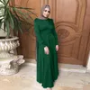 Abaya Dubai Türkiye İpeksi Satin Müslüman Elbise İslam Abayas Kadın Vestidos Robe Longue Vetement Femme Musulman De Mode F2639