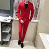 Men's Suits Men's & Blazers 2023 High Quality Customized Notch Lapel Red Double Breasted Suit Western Tailored Tuxedo Wedding Business