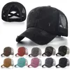 Criss Cross Ponytail Hats Verschillende kleuren Gewassen Mesh Terug Leopard Sunflower Plaid Camo Hollow Messy Bun Baseball Cap Trucker Hat Items