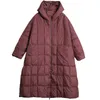 Mulheres solto longo casaco 90% pato para baixo jaqueta inverno feminino plus size sobretudo stitching wooded parka 211018