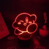 밤 조명 게임 Kirbys 3D LED RGB 조명 다채로운 생일 선물 친구 아이들을위한 어린이 용암 램프 침대 게임 룸 Decoratio