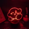 밤 조명 게임 Kirbys 3D LED RGB 조명 다채로운 생일 선물 친구 아이들을위한 어린이 용암 램프 침대 게임 룸 Decoratio