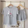 sale Summer Shorts Pajama Sets for Women Short Sleeve Sleepwear Cute Girls Cartoon Pyjama Homewear Pijama Mujer Home Clothes