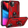 Capa de tampa traseira do telefone de armadura híbrida para iphone 13 pro máximo mini stylus carro metal anel de dedo botão kickstand