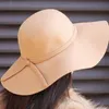 Wide Brim Hats Fashion Women Hat With Wool Felt Bowler Fedora Floppy Cloche Sun Beach Bowknot Cap Fall8426739