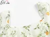 Hsa European and American Summer Wind Women's Flowers and Plants Printed Zipper Short Sleeve Dress 352 210716