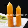 10 sztuk Healing Fancy Yellow Calcque Crystal Points Wand Single Fingined Tower Reiki Polished 6 Faceted Golden Steatite Stone Energy Obelisk