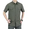 Anniversaire Vente Hommes Chemise Boutonnée À Manches Courtes En Plein Air À Séchage Rapide Chemise Casual Hommes Chemises En Résille Avec Poche 4XL 210527