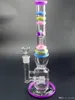 Bright Colorful Glass Bubbler Bong Hookahs 14" inch Tall 18.8mm Joint Size Straight Type Recycler Water Pipes Porcelain for Smoking