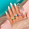 Resin Acrylic rice bead Ring Heart Design rings for Women Girl Geometric Jewelry Gifts