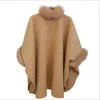 Дизайн женские шерстяные пальто Большой меховой воротник MID-длиной пальто дамы корейский стиль куртка шерстяное пальто Batwing рукав Parka Cape S