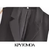 KPYTOMOA Kvinnor Mode med flikar Singelknapp Waistcoat Vintage Ärmlös Sida Vents Kvinna Vest Coat Chic Veste 210909