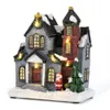 Innodept12 6 "Résine Scène de Noël Village Maisons Ville avec lumière LED blanche chaude Cadeaux de vacances Décoration de Noël pour la maison Y201020