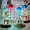 LED Enchanted Galaxy Rose Evig 24K Guldfolie Blomma med Fairy String Lights In Dome For Christmas Valentine's Day Gift 210706