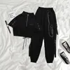 HOUZHOU Gothic Women Black Cargo Pants Harajuku Punk Chain Pantaloni Donna Hip Hop Mall Goth Streetwear Techwear Egirl Grunge 211216