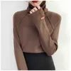 Turtleneck Cienki dzianiny damski Sweter Odzieży Z Długim Rękawem Slim Fit Solid Color Pullover Moda Winter Women 211007