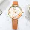 Curren Creatieve Kleurrijke Horloges voor Dames Casual Analogue Quartz Lederen Horloge Dames Stijl Watch Bayan Kol Seringi 2019 Q0524