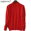 Lafarvie mode cashmere blandning stickade tröjor och pullover plus storlek turtleneck pull femme poils doux höst vinter toppar 210914