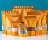 100 adet Stand up Kabartmalı Altın Alüminyum Folyo Pencere Fermuarlı Çanta Doypack Açılıp Kapanabilir Çikolata Kahve Bisküvi Aperatif Tuz Evcil Hayvan Gıda Isı Sızdırmazlık Ambalaj Torbaları