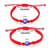 Pulseira de fio vermelho trançado feito à mão Corrente de elos para mulheres, homens, olho azul turco, charme, corda da sorte, ajustável, joias de amizade, presentes