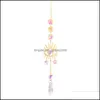 Outras Decoração de Casa Decoração Jardim Atacado Cristais Sun Catcher Pendurado Prismas SunCatchers Lua Janela Luz Arco-íris Ornamento Para O Casamento PLA