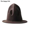 ファレルの帽子は、女性の男性帽子のためのフェドーラの帽子を感じました黒いトップハットY190705036158619