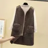 Autumn Long Vest Women Winter Thermal Waistcoat Warm Fleece Female Sleeveless Jacket Ladies s For 210819