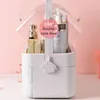 Creative Desktop Transparent Cosmetic Storage Box Protable Makeup Drawer Rotating Travel Organizers Mirror