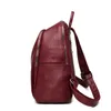 Women's Pure Color Large Capacity Pu Leather Backpack Casual Travel Designer Backbag Female Simple Retro Portable Bagpack Sac Q0528
