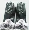 Gants en cuir coupe-vent de marque de créateurs européens et américains écran tactile dame 227 bouche de fourrure de lapin style de vent de conservation de la chaleur d'hiver