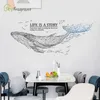 Creative Geometric Whale Wall Stickers Living Room Sofa Background Wall Decor Bedroom Self-adhesive Sticker Home Decoration 210929