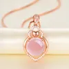 Pendant Necklaces Ociki Rose Gold Color Ross Quartz CZ Pink Opal Jewelry Necklace Chokers For Women Wedding Girls Gift Drop