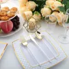 Vaisselle jetable 30 pièces de vaisselle or argent argenterie blanc poignée en plastique ensemble de couverts fournitures de fête de mariage