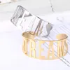 Mylongingcharm 1pc Cutout Bangles Hollow Words-dream-tready Open Cuff Bangles Stainless Steel Bracelets Inner Size 65mm M0238 Q0717