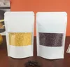 2021 Nuovo sacchetto di carta kraft bianco con la finestra Stand Up Sacchetto con cerniera Sacchetto di imballaggio da tè dado dado con cerniera