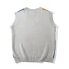Men's Vests Colorblock Jacquard Sweater Vest Men Ins Street Trend Loose V-neck Waistcoat Sleeveless Jacket