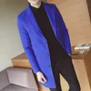 Solid Color Slim Fit Male Trench Coat Wool Coat Men Turn Down Collar Overcoat Fashion Mid-Long Jacket M-5XL