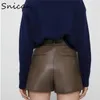 Snican Sexy High Waist Faux Pu Leather Shorts Za Women Bottom pantalon Taille Haute Spring Vintage Solid Short Cuir Femme 210714